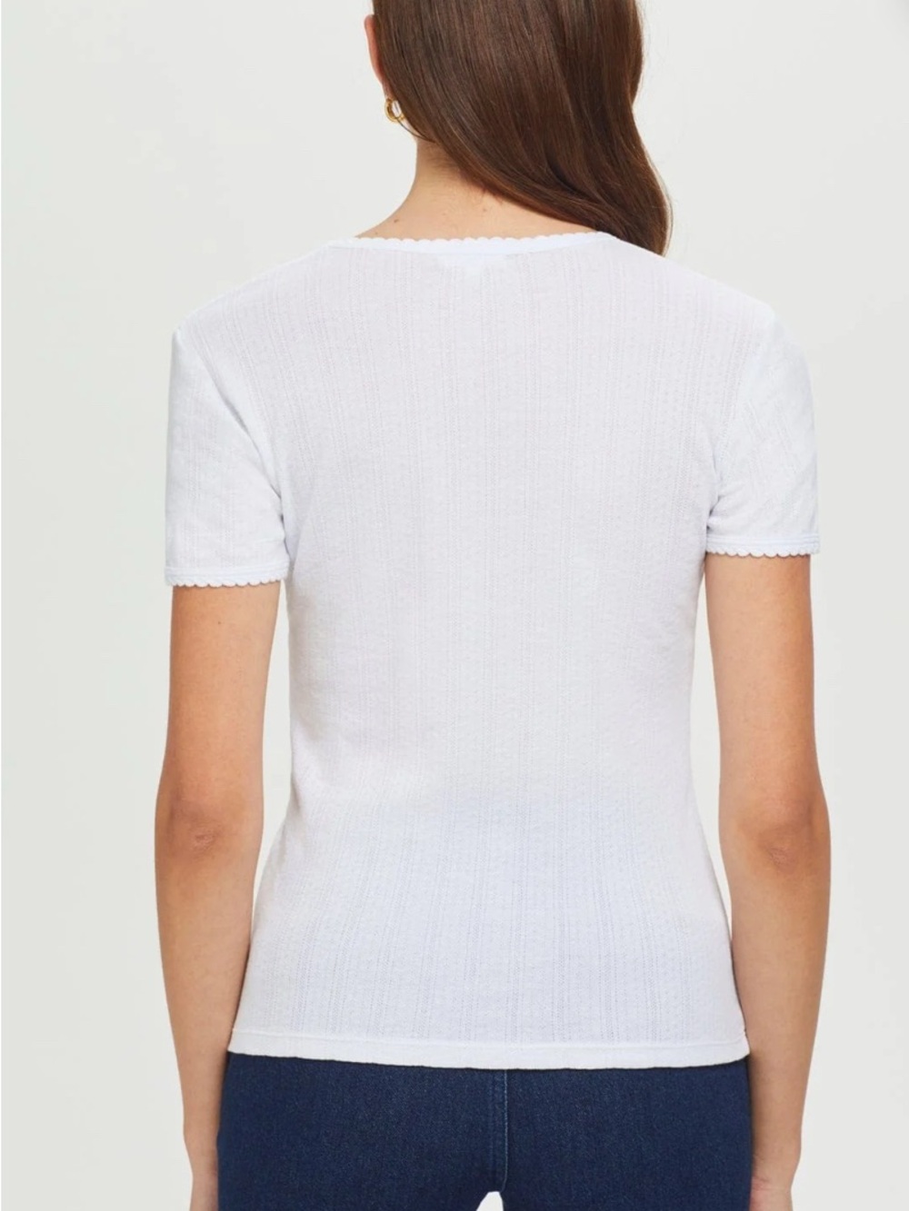 Goldie Classic White Ribbed Short-Sleeve Top - Women's - Picture 3 of 11